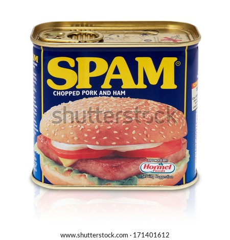 Leeds, United Kingdom - July 5th, 2011: Tin Can Of Spam Chopped Pork And Ham Meat. Studio Shot On White