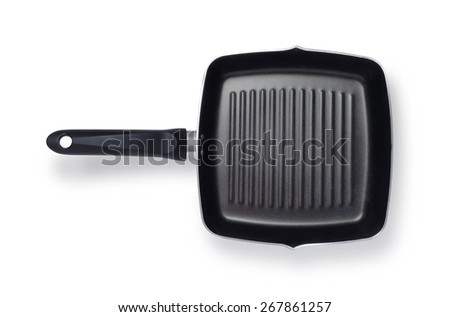 Griddle frying pan shot from above isolated on white background with clipping path