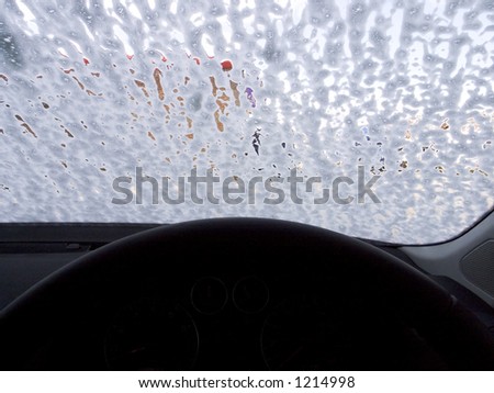 Interior of car being washed
