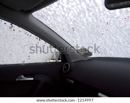 Interior of car being washed