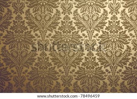 Gold floral design retro wallpaper