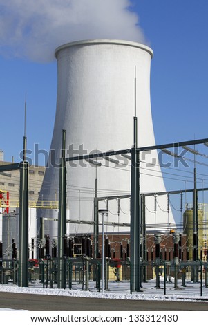 chimney smoke pipe stack coal power station sky energy