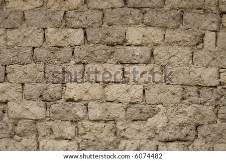Wall from an old house which was build with bricks made from ground