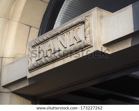 Bank sign carved in stone