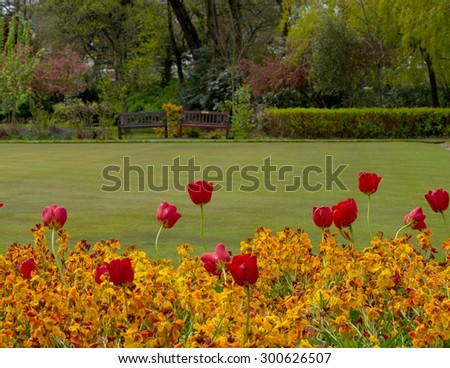 Flowers and bowling green