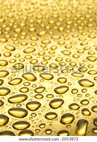 water drops on gold surface