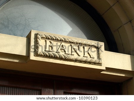 Bank sign in carved stone