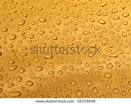 Gold surface with liquid drops
