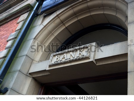 Bank sign in carved stone