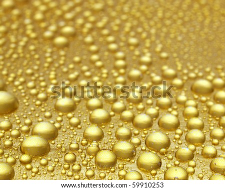Water drops on a gold surface