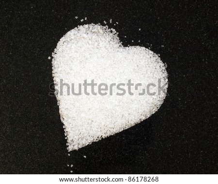Salt crystals in a heart shape