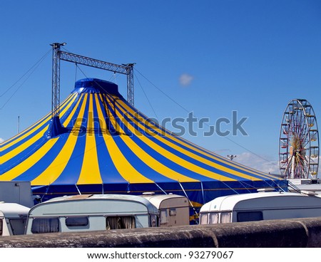Circus marquee with caravan homes