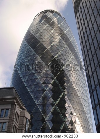 London gherkin close by buildings