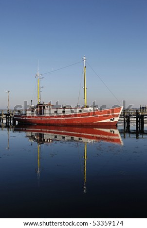 One fishing boat at the mole in Warnemuende
