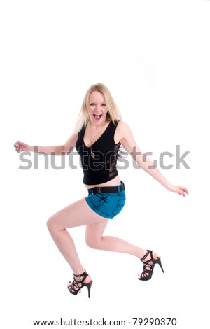 Attractive Young Woman Dances Hip Hop