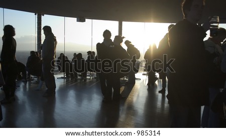 Silhouetted bar scene