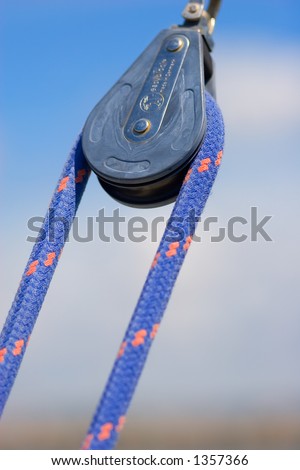 Rope and pulley in a sail boat