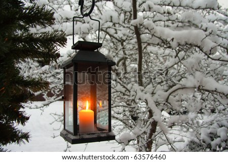 Christmas candle in lantern