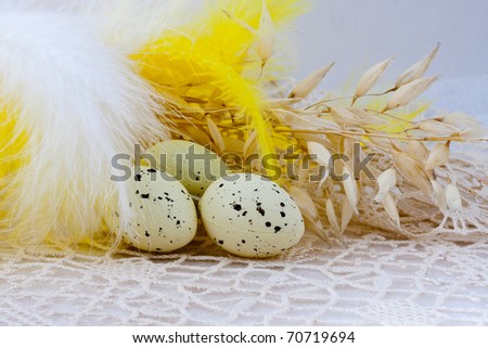 Easter Table Decorations, Background For Postcard Stock Photo 70719694 ...