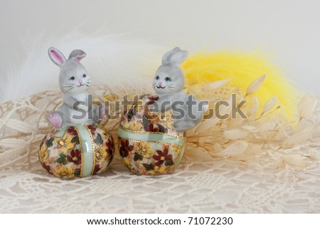 cute easter bunnies and chicks. stock photo : Cute Easter