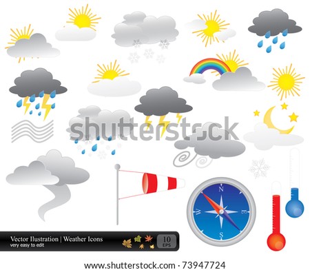 Vector weather icons and buttons pack in eps 10 format