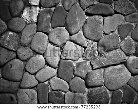 Dark grey medieval stone wall background or texture