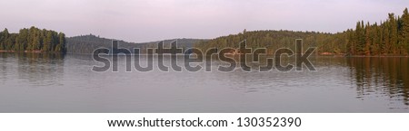 An panoramic view of Otterslide Lake in Algonquin Provincial Park, in Ontario, Canada.