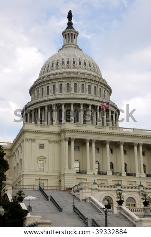 The west side of the United States Capitol building, in Washington D.C..