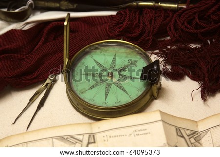 A Victorian era compass close-up.