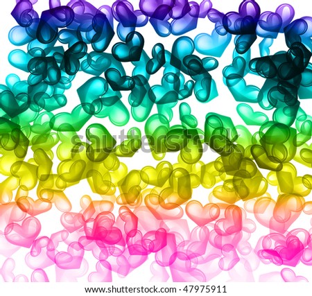 rainbow love heart background. stock photo : rainbow hearts
