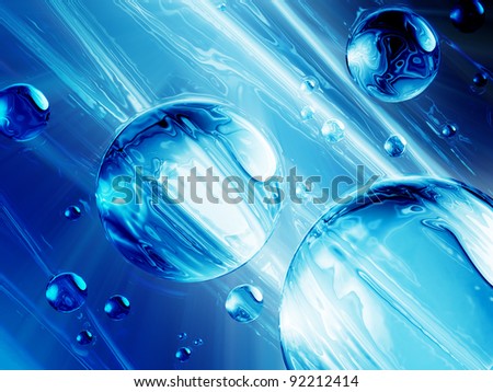 air bubbles in a stream of blue water