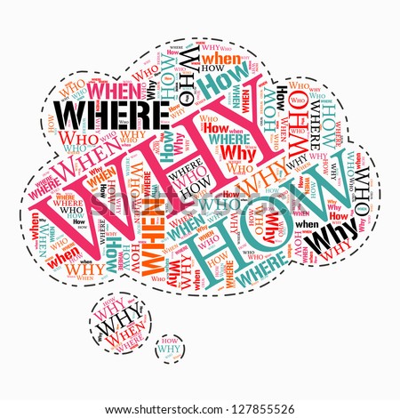where who why how when info text question word cloud concept. Word cloud, tag cloud text business concept. Word collage.