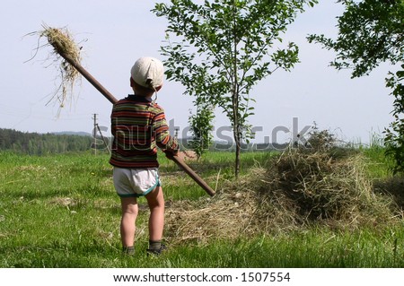 A child working in a village