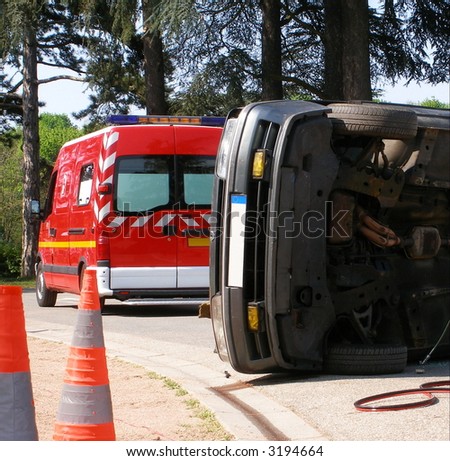 fireman at help on the road accident
