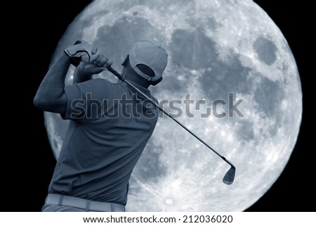 golf swing and a big moon