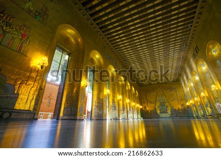 Sweden, Stockholm, Kungsholmen, City Hall, the Golden Room