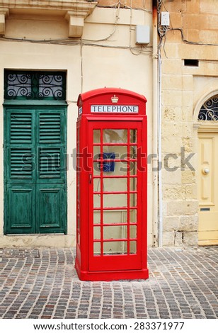 Traditional red phone booth in Malta