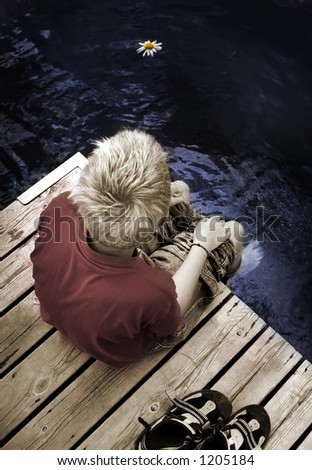 stock photo : Boy sitting on a
