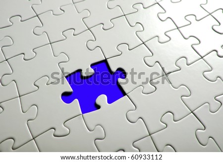 Missing puzzle  piece, focus around the empty space.