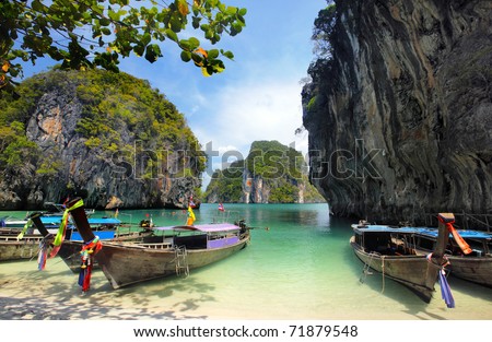 stock photo : Long tailed boats in Thailand