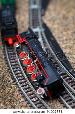 Toy railroad train crash