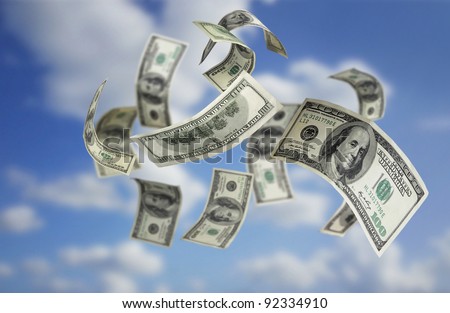 Falling Money $100 Bills