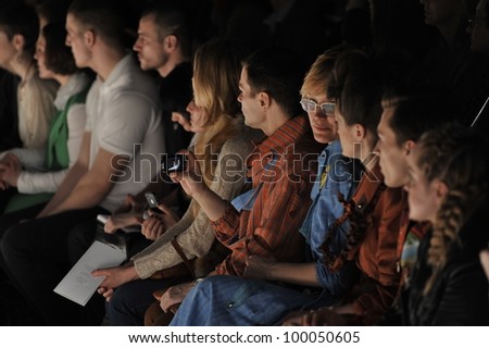MOSCOW - MARCH 25: VIP Guests watching runway at the YeZ by Yegor Zaitsev for Fall/Winter 2012 presentation during MBFW on March 25, 2012 in Moscow, Russia