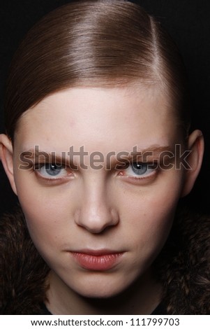 PARIS, FRANCE - MARCH 03: A beauty face shots of models backstage before the Barbara Bui Autumn/Winter 2011/2012 show during Paris Fashion Week at Pavillon Concorde on March 3, 2011 in Paris, France.