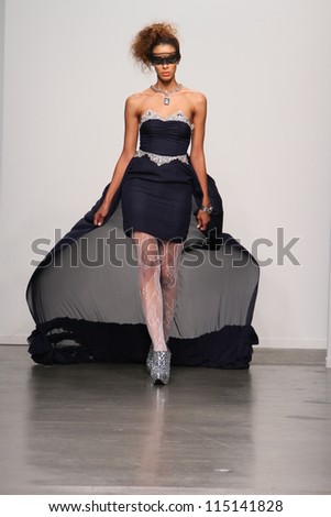 NEW YORK- SEPTEMBER 12: Model walks runway at Studio 6th Sense show for S/S 2013 during Nolcha Fashion Week on September 12, 2012 in New York City, NY