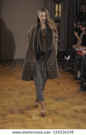 PARIS, FRANCE - MARCH 02: A model walks the runway during the Anne Valerie Hash Ready to Wear Fall/Winter 2011 show as part of the Paris Fashion Week on March 02, 2012 in Paris, France