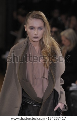 PARIS, FRANCE - MARCH 02: A model walks the runway during the Anne Valerie Hash Ready to Wear Fall/Winter 2011 show as part of the Paris Fashion Week on March 02, 2012 in Paris, France