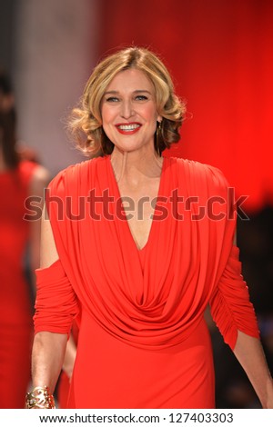 NEW YORK, NY - FEBRUARY 06: Brenda Strong wearing Marc Bouwer walks the runway at The Heart Truth\'s Red Dress Collection during Fall 2013 Mercedes-Benz Fashion Week on February 6, 2013, NYC.