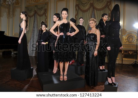 NEW YORK - FEBRUARY 06: Models poses at static presentation for Russian Fashion Industry Reception F/W 2013 in Consulate General of the Russian Federation in NY on February 06, 2013 in NYC.