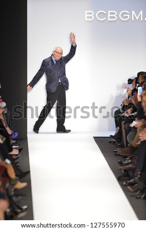 NEW YORK, NY- FEBRUARY 07: Designer Max Azria walks  the runway at the BCBG Max Azria Collection for Fall/Winter 2013  during Mercedes-Benz Fashion Week on February 07, 2013 in NYC.